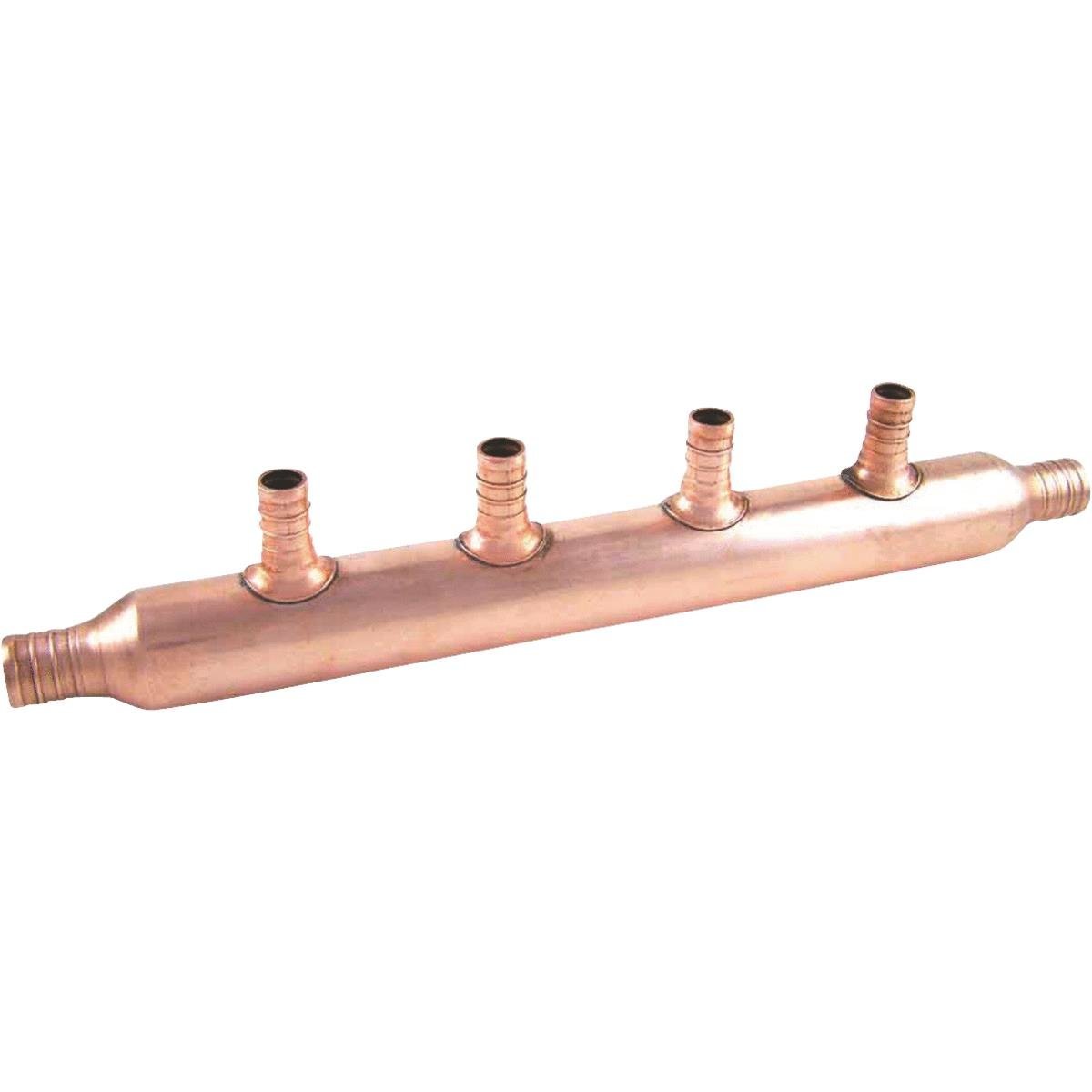 4 Port Open Copper Manifold with Barb Branches