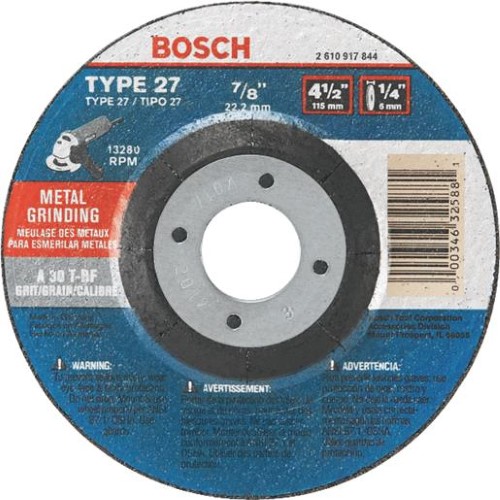 Picture of Bosch GW27M450 4.5 in. dia. x 0.87 in. Arbor 30 Grit Grinding Abrasive Wheel