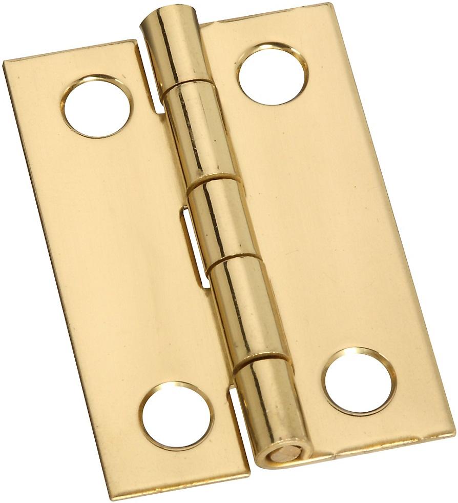Decorative Narrow Hinge, 1-1/2 in H Door Leaf, 0.04 in Thick Door Leaf, Brass, Solid Brass, 2PK