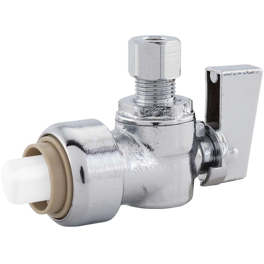 0.5 x 0.25 in. OD COMP Bagged PlumBite Push on Supply Stop, Angle,