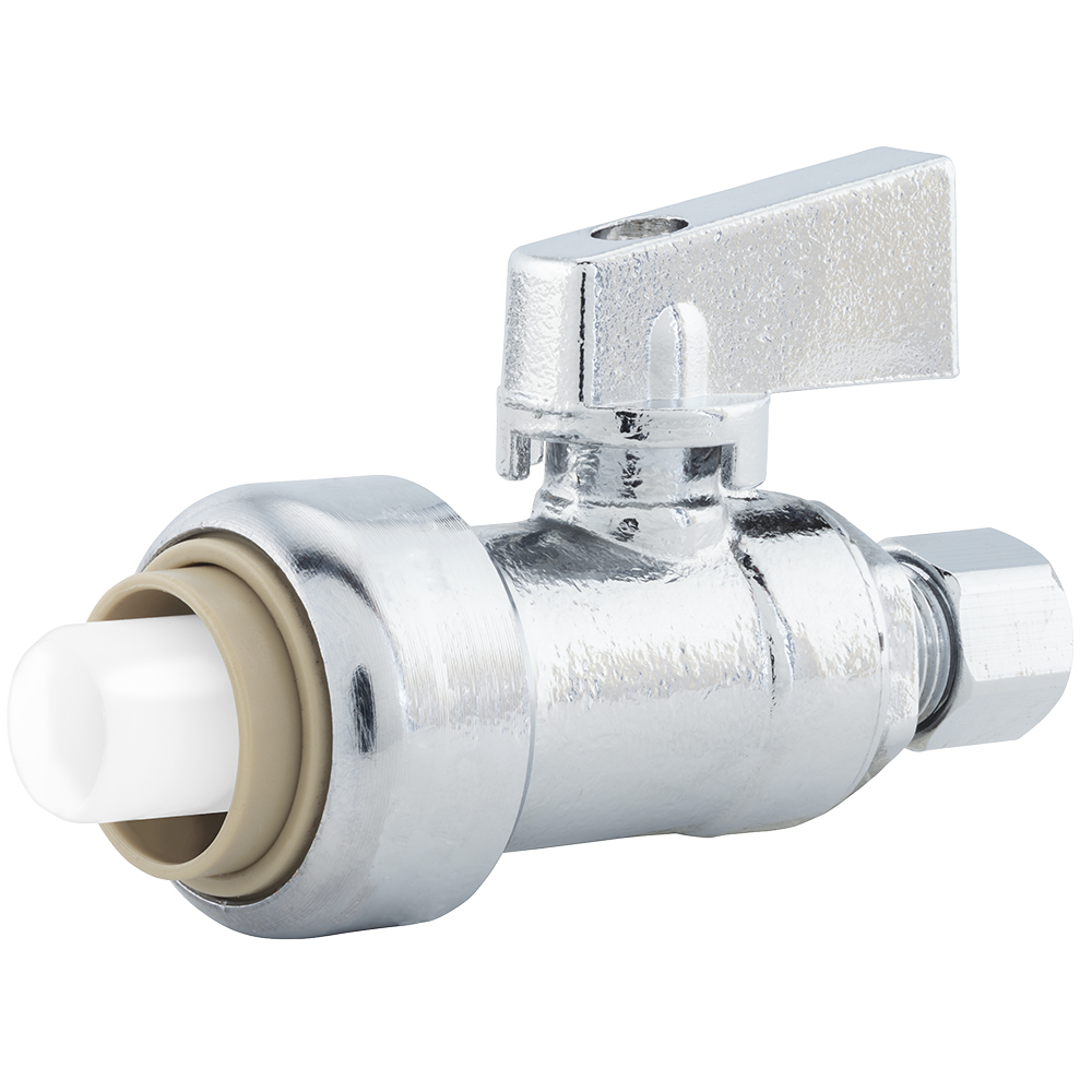 0.5 x 0.25 in. OD COMP Bagged PlumBite Push on Supply Stop, Straight,