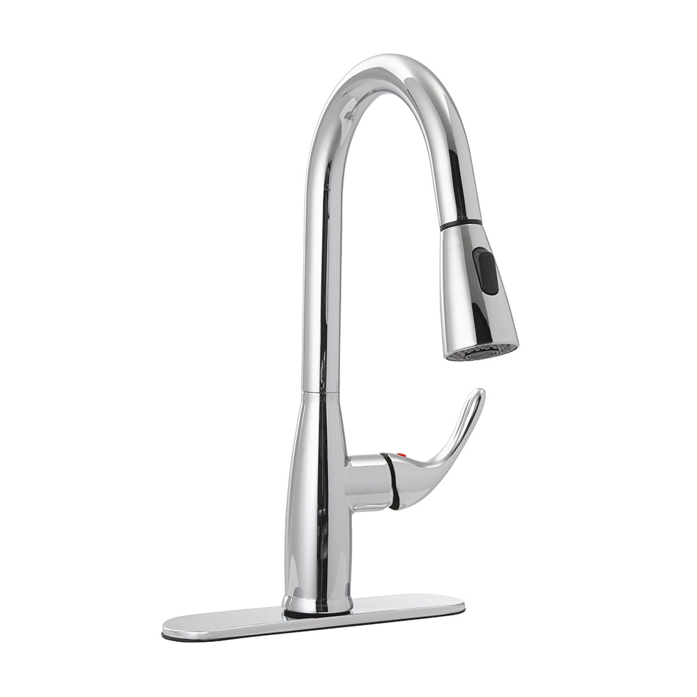 Picture of Jones Stephens 1559060 Chrome Plated Transitional Hi-Arc Pull-Down Kitchen Faucet