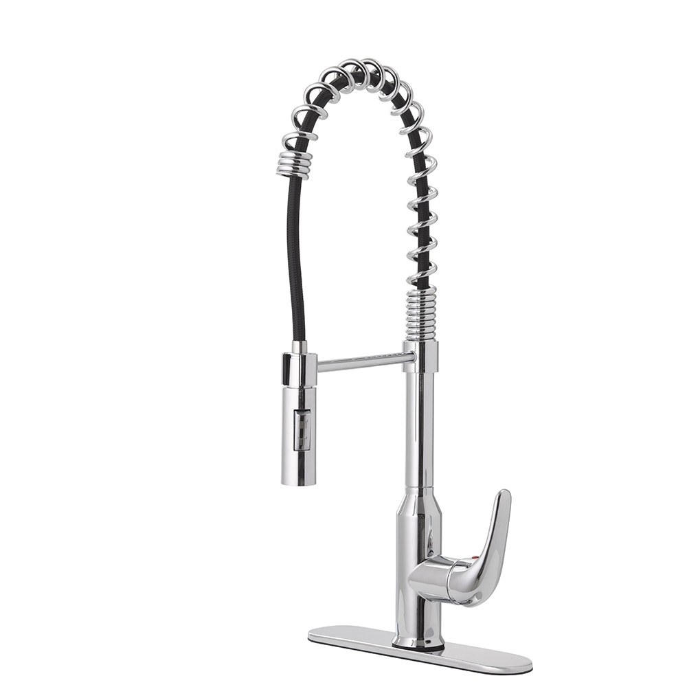 Picture of Jones Stephens 1559070 Chrome Plated Transitional Spring Neck Pull-Down Kitchen Faucet