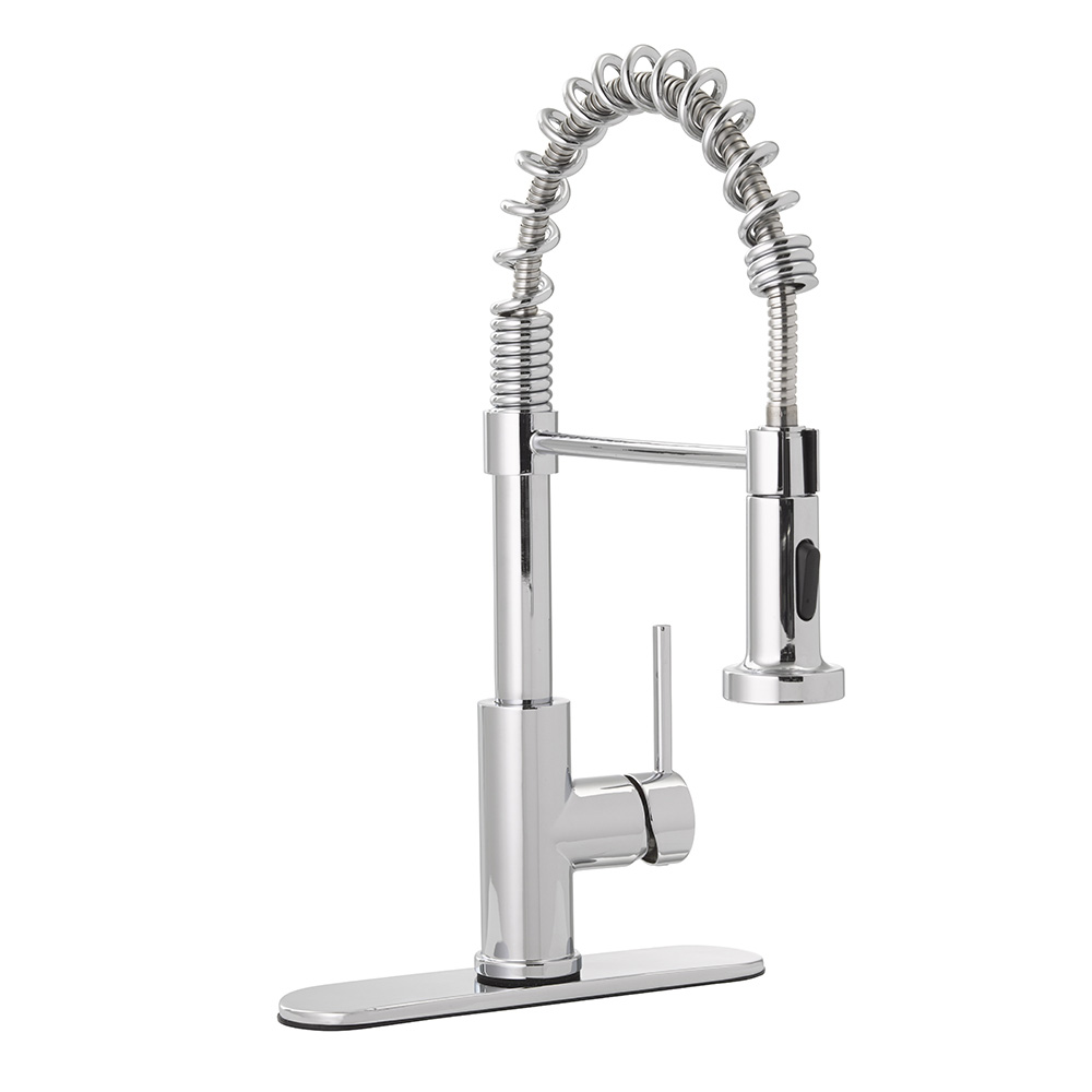 Picture of Jones Stephens 1559270 Chrome Plated Contemporary Spring Neck Pull-Down Kitchen Faucet