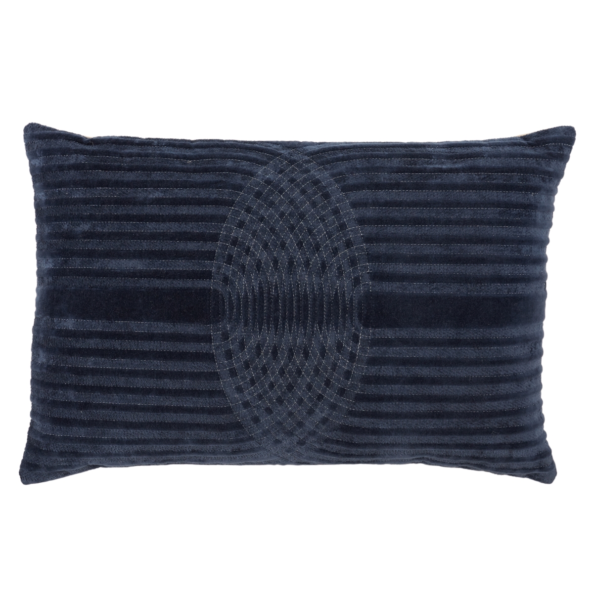 Picture of Jaipur Living PLW103784 16 x 24 in. Deco Nikki Chu Bev Geometric Polyester Fill Lumbar Pillow&#44; Navy & Silver