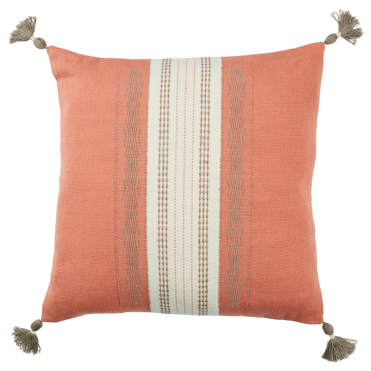 Picture of Jaipur Living PLW103872 18 in. Square Maikham Tribal Poly Fill Pillow&#44; Coral & Cream