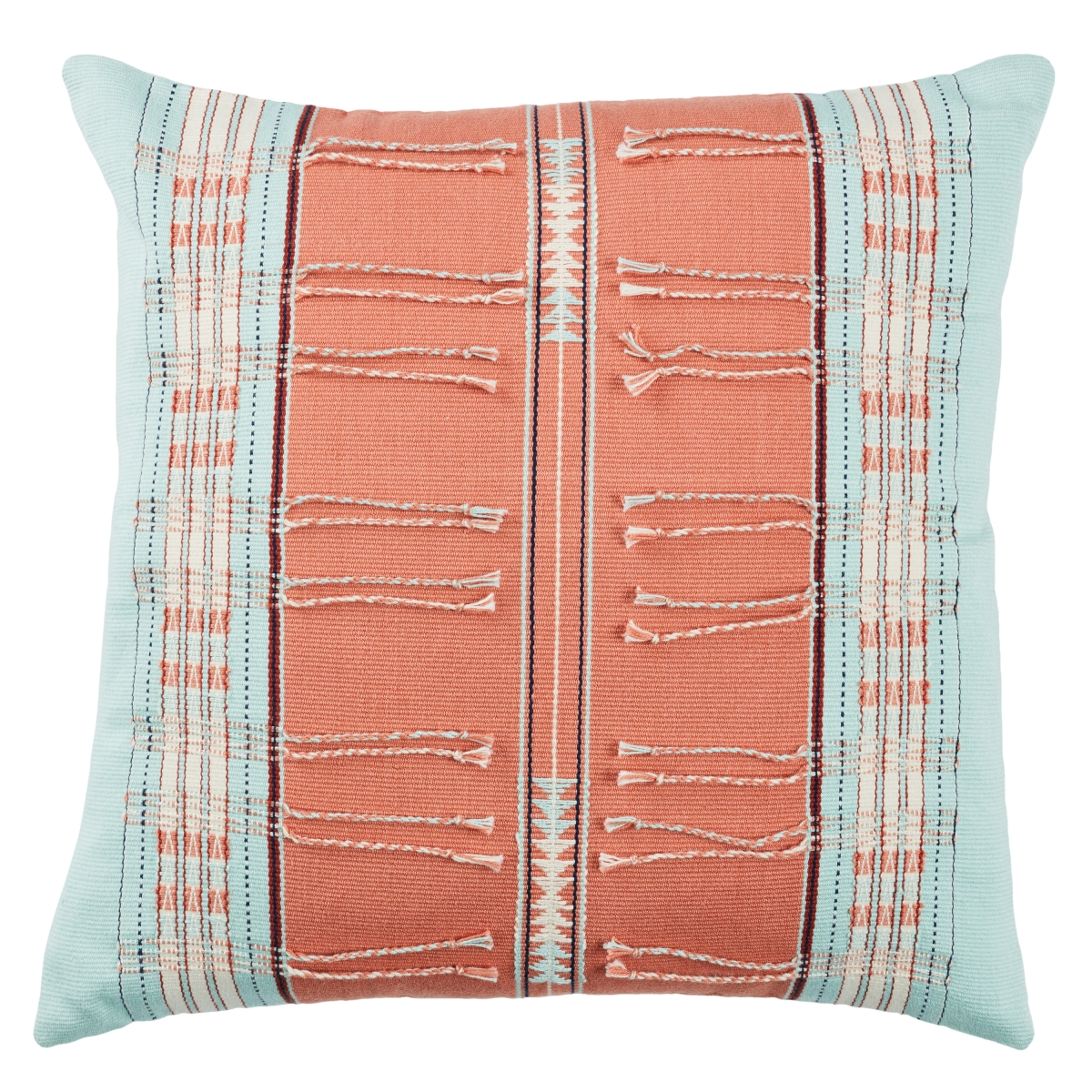 Picture of Jaipur Living PLW103873 18 in. Square Pungro Tribal Poly Fill Pillow&#44; Sky Blue & Coral