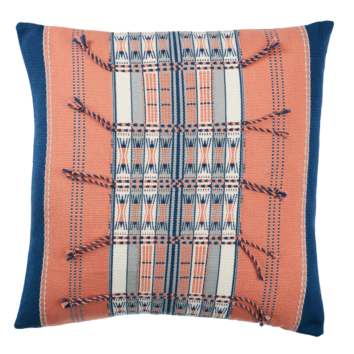 Picture of Jaipur Living PLW103875 18 in. Square Japfu Tribal Poly Fill Pillow&#44; Coral & Navy