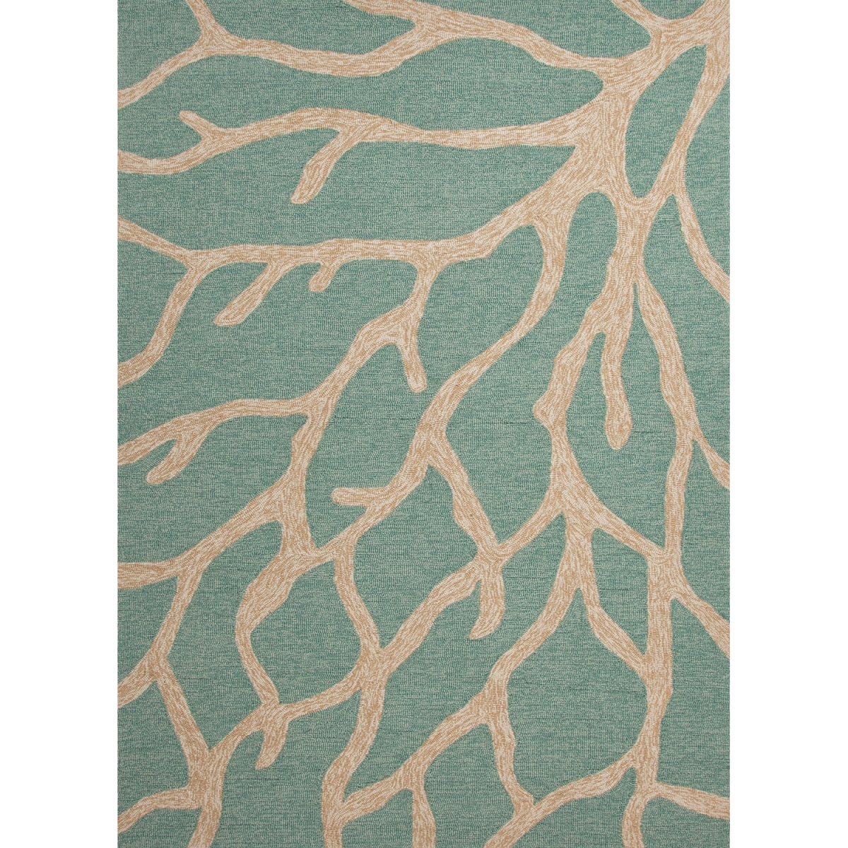 Picture of Jaipur Rugs RUG122832 Coastal Lagoon Hooked Poly Coral Design Rectangle Rug, Teal - 5 ft. x 7 ft. 6 in.