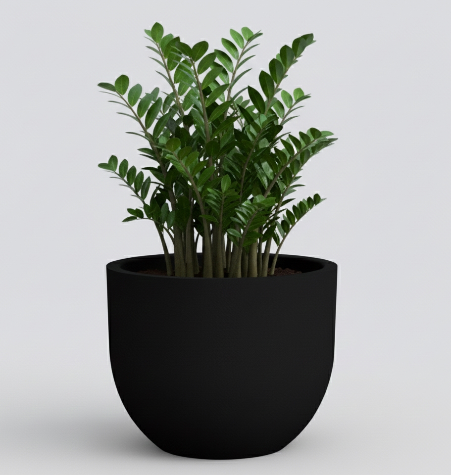 GVXRGP42 Round Low Planter 16.5' Ebony
