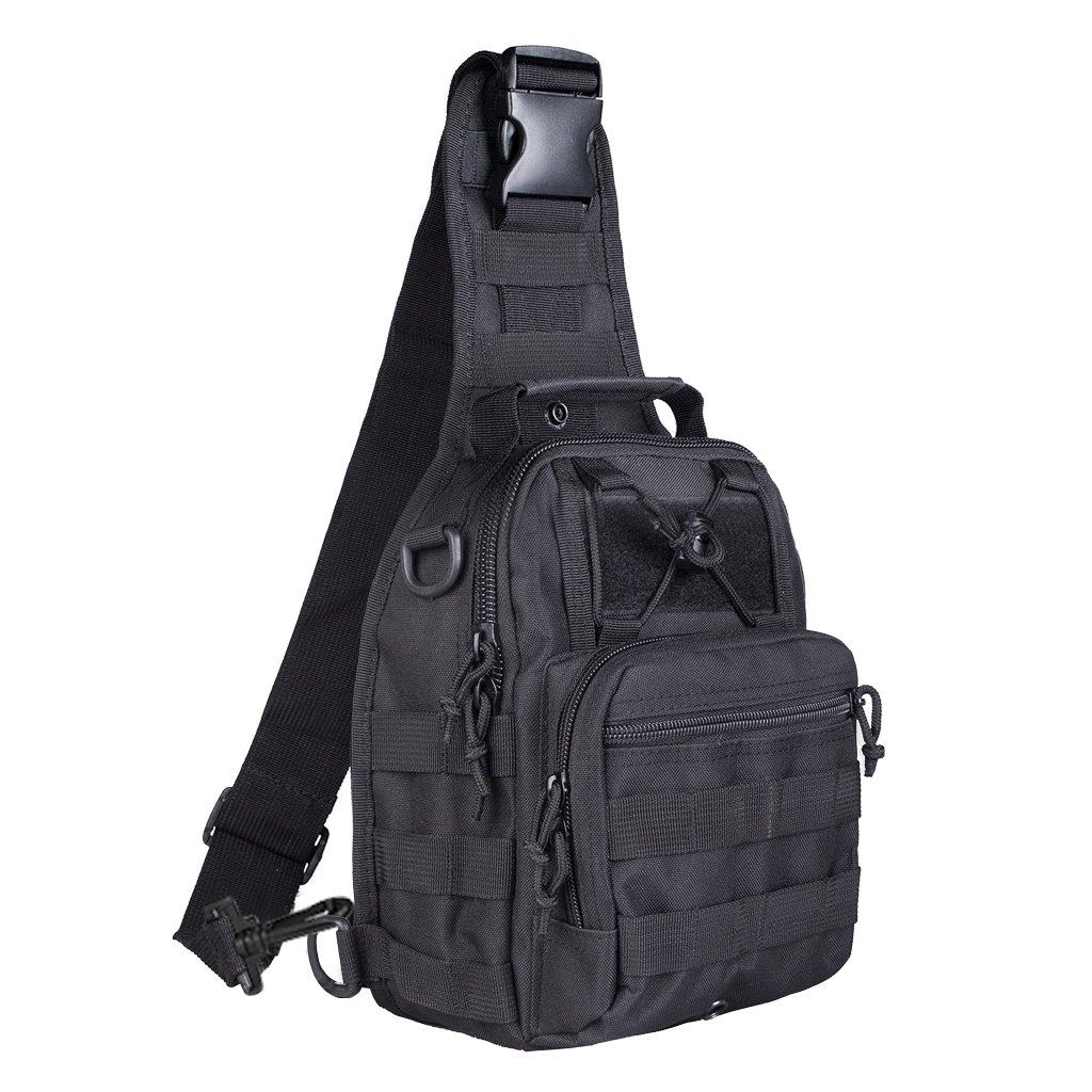 Picture of JupiterGear JG-SLNGBAG1-BLACK Molle Outdoor Daypack Backpack with Adjustable Strap Tactical Military Sling Backpack Shoulder Bag, Black