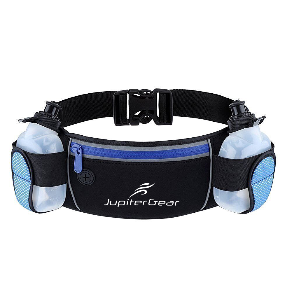 Picture of Jupiter Gear JG-RUNBELT4-BLUE Running Hydration Belt Waist Bag with Water-Resistant Pockets & 2 Water Bottles for Outdoor Sports&#44; Blue