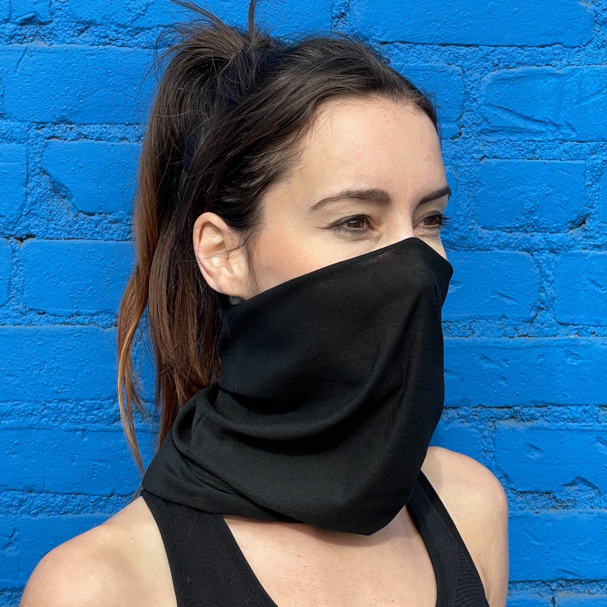JG-GAITER-D-BLK Hemless Neck Gaiter for Outdoor Activities, Black