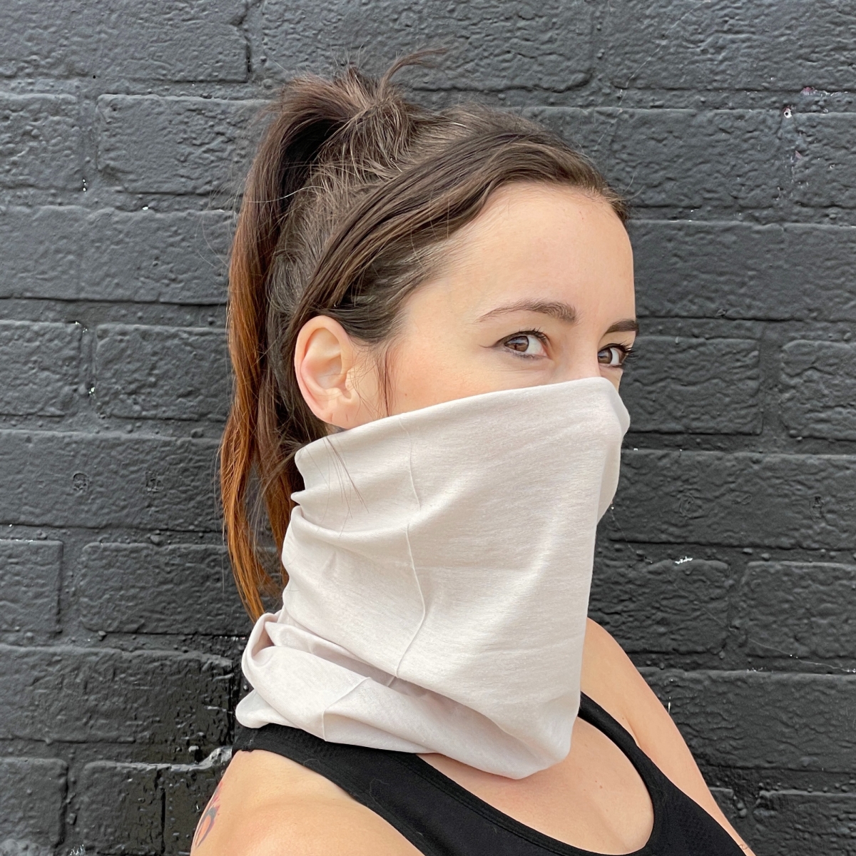 JG-GAITER-D-GRY Hemless Neck Gaiter for Outdoor Activities, Grey