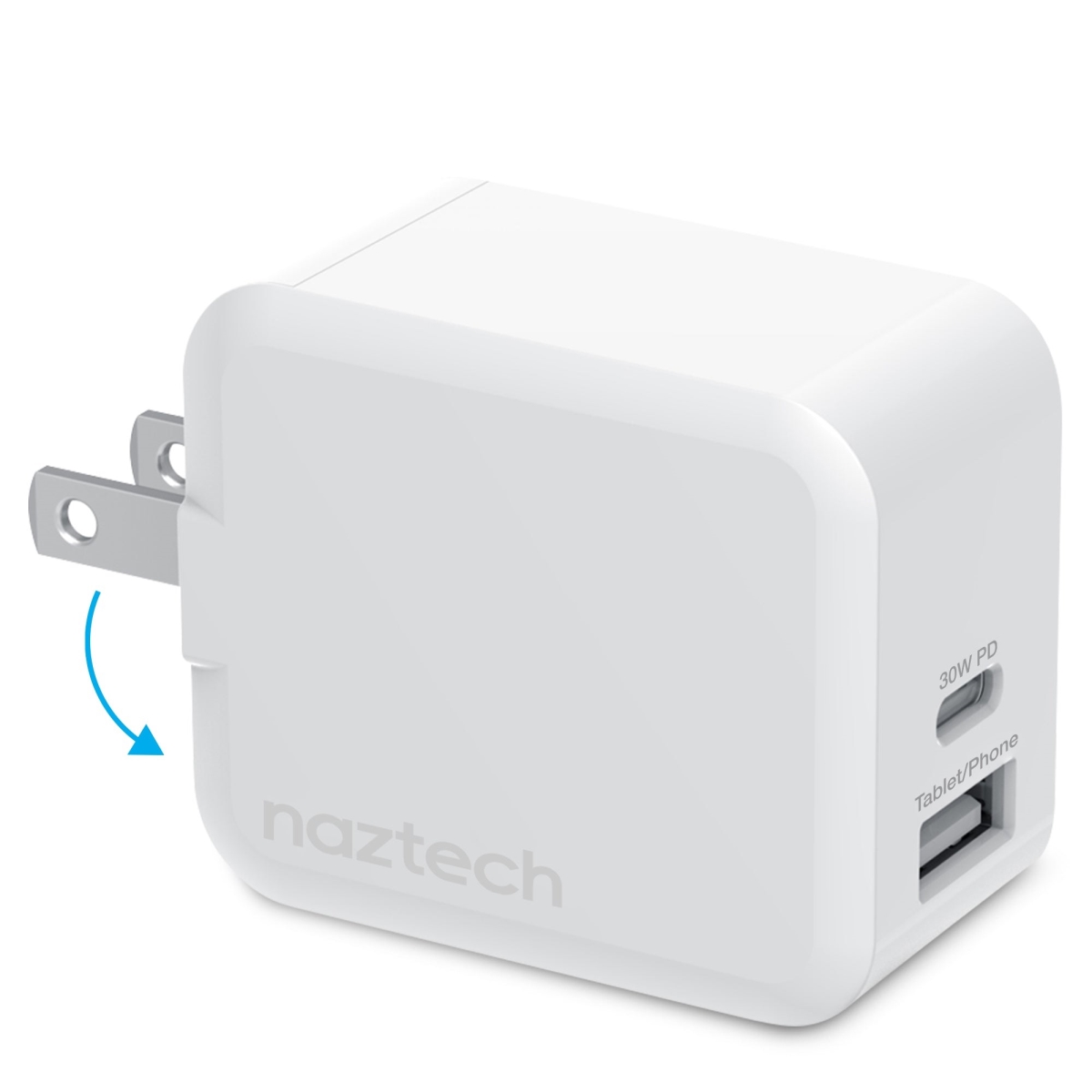 30W USB-C PD Dual Output Fast Wall Charger, White