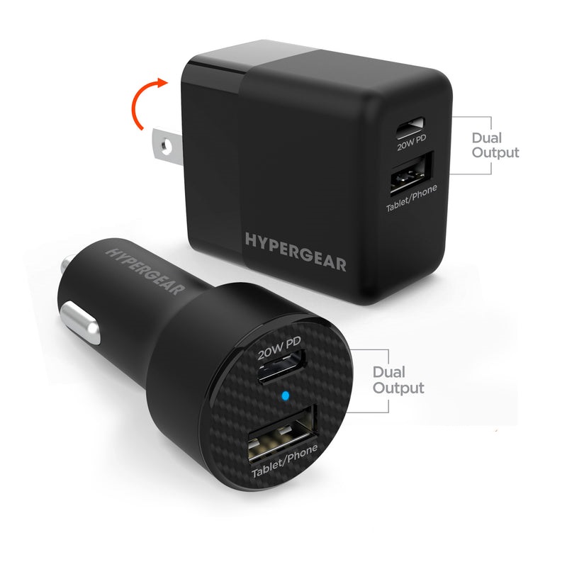 Picture of HyperGear 15409-HYP 20W USB-C PD Plus 12W Wall & Car Charger Bundle&#44; Black