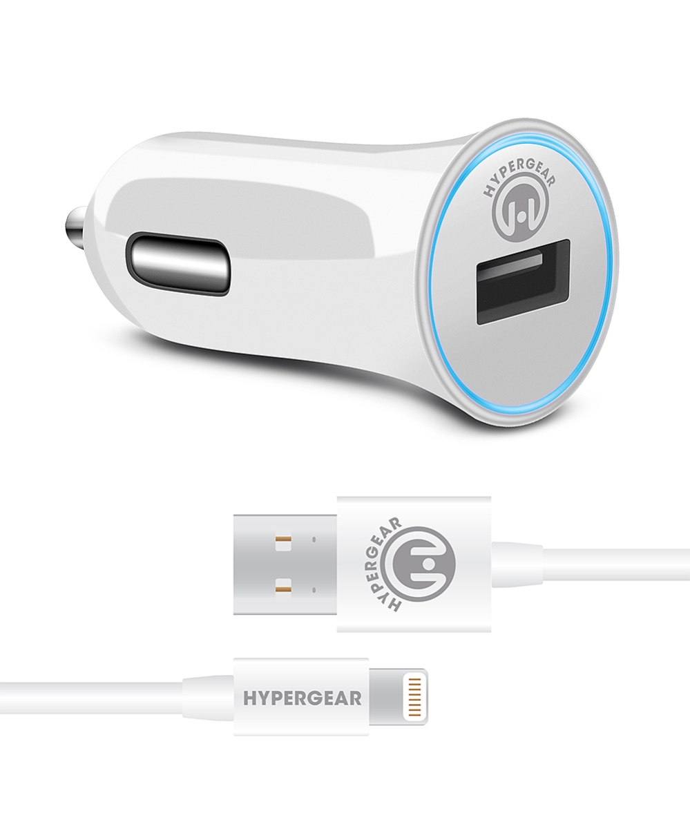 Picture of HyperGear 13802-HYP 4 ft. Rapid 2.4A Car Charger with MFI Lightning Cable&#44; White