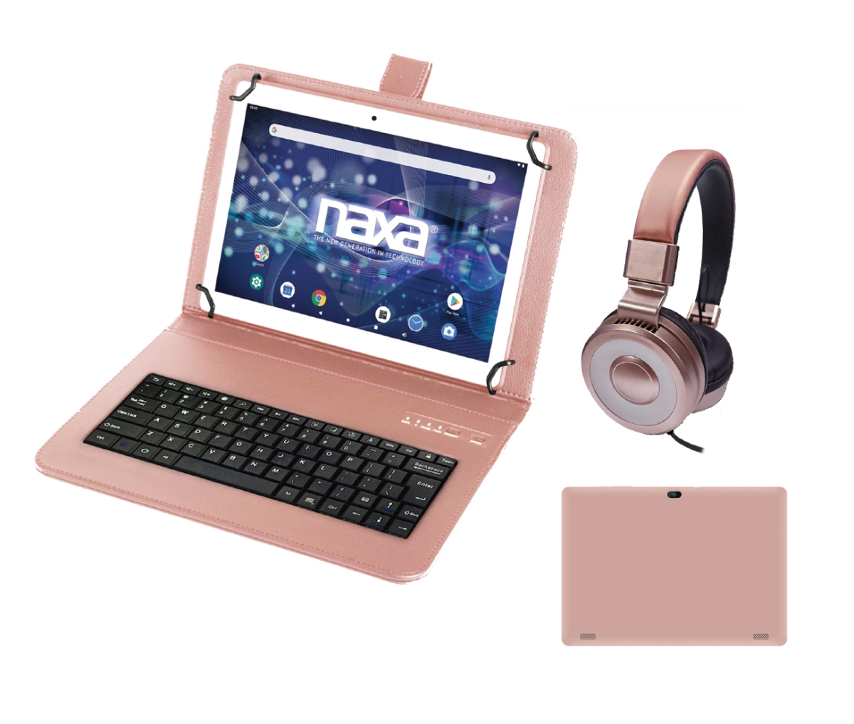 Picture of Naxa NID-1055 ROSE GOLD 10.1&apos; Tablet with Bluetooth Keyboard&#44; Case & Headphone Rose Gold (NID-1055)