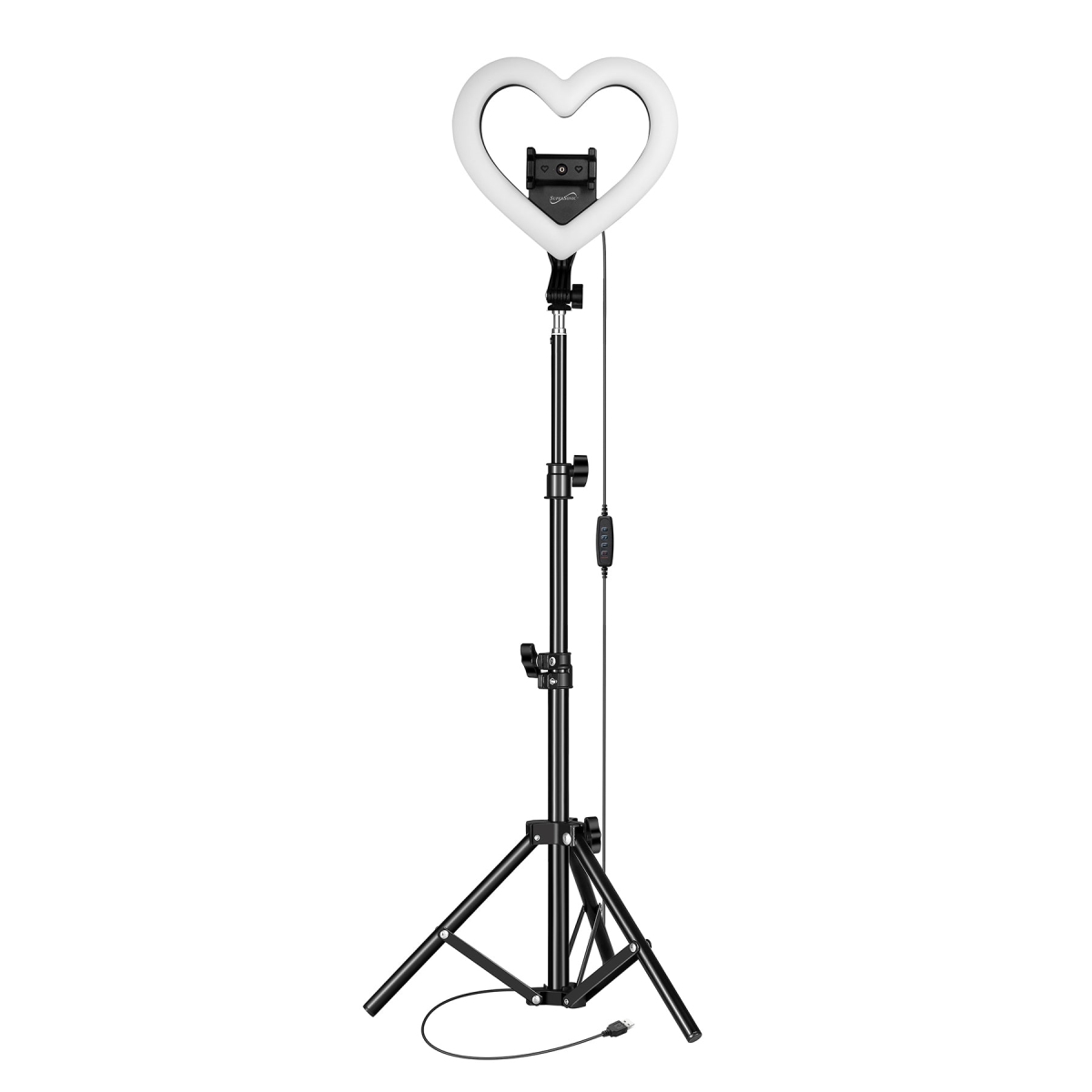 PRO Live Stream Heart Shaped Selfie Ring Light - Black/White - Adjustable Tripod - 10 LED Modes