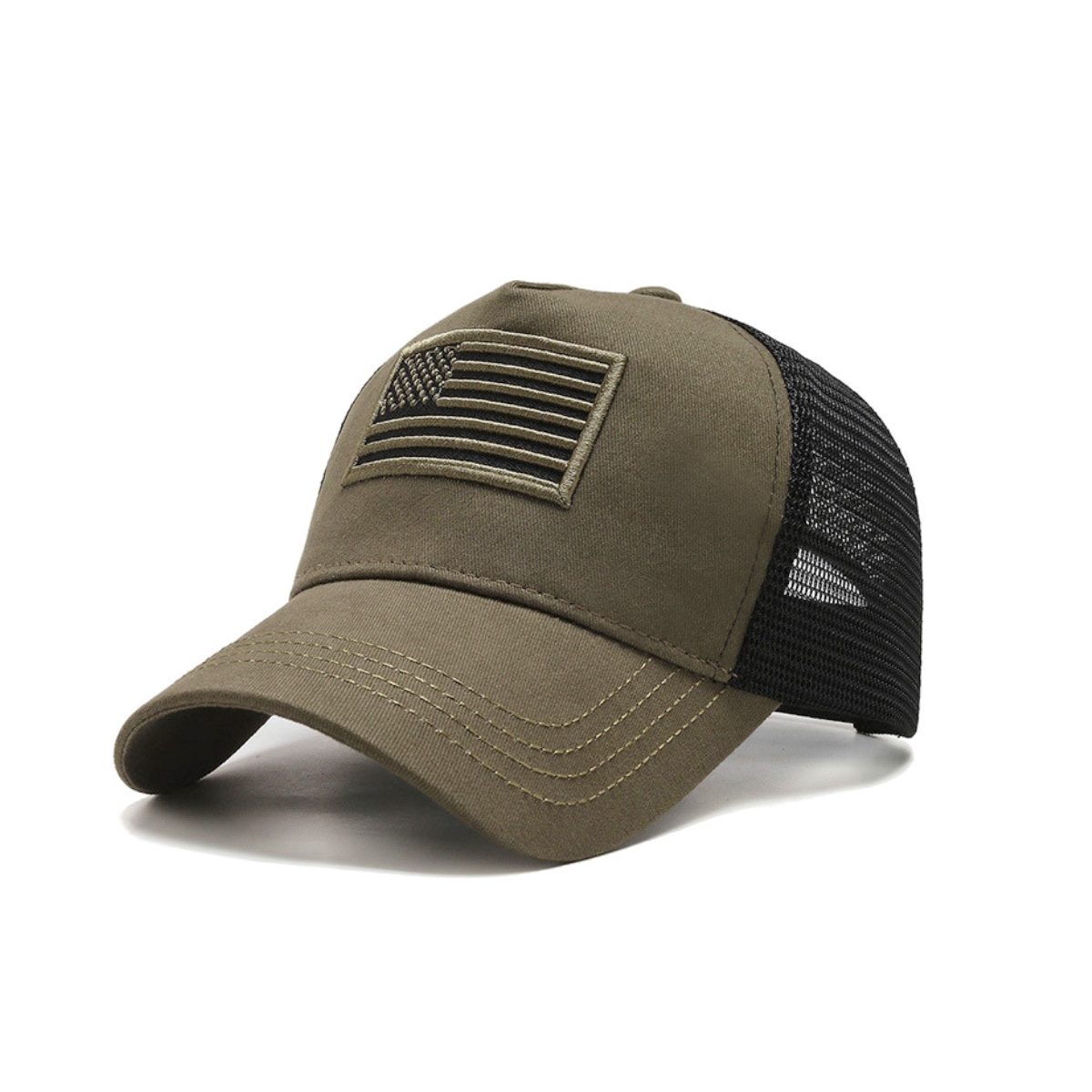 American Flag Trucker Hat - Green - Adjustable & Breathable Design