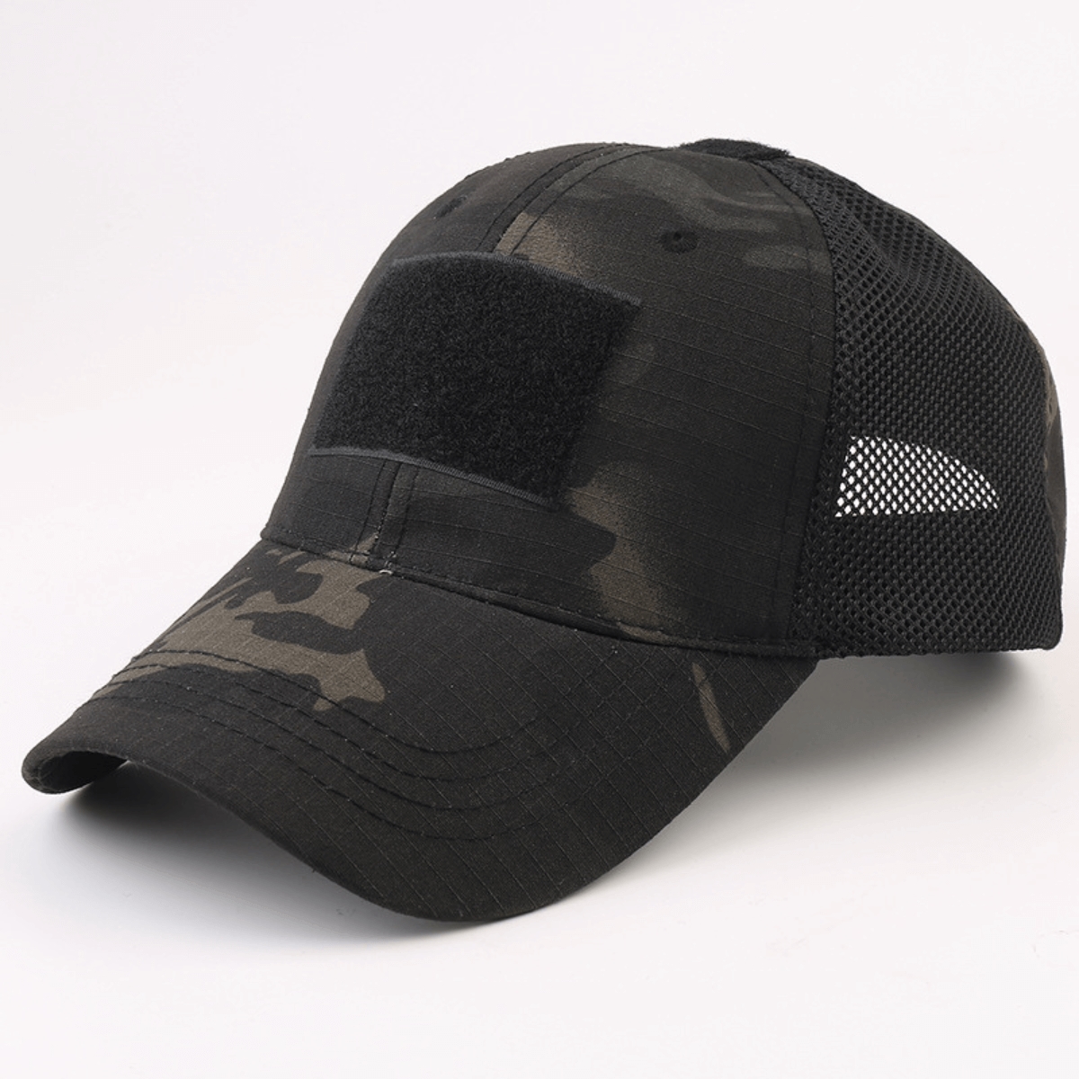 Picture of JupiterGear JG-HAT2-BLKCAMO Military-Style Tactical Patch Hat with Adjustable Strap (JG-HAT2) Black Camo