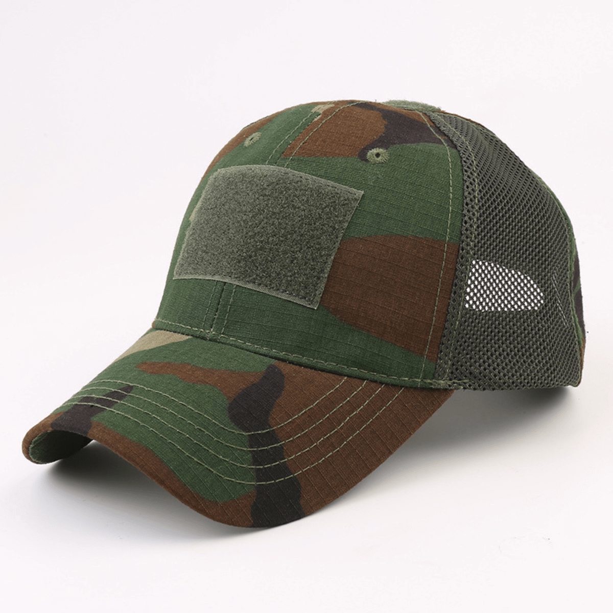 Picture of JupiterGear JG-HAT2-WDLND Military-Style Tactical Patch Hat with Adjustable Strap (JG-HAT2) Woodland