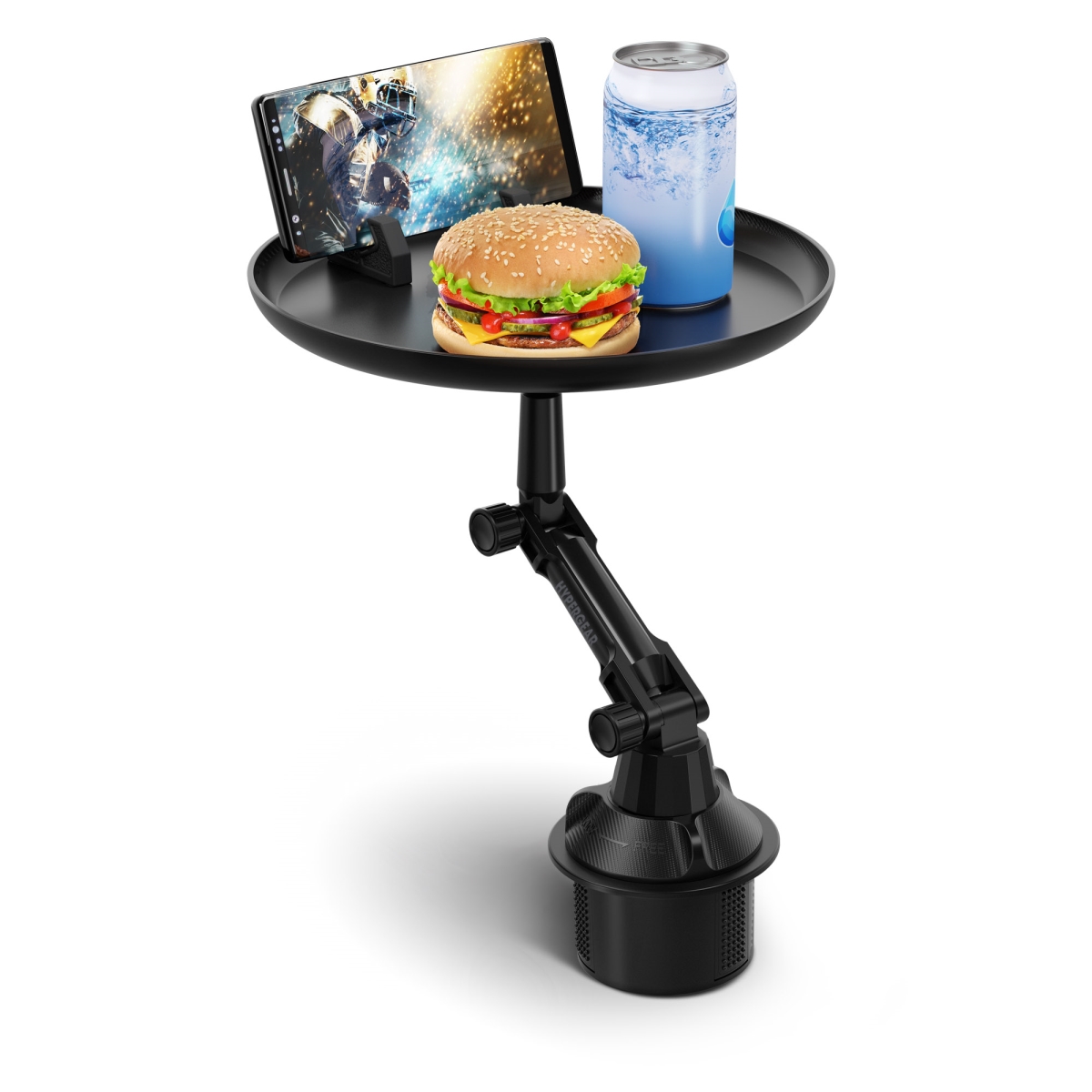 Picture of Hypercel 15635-HYP HyperGear Car Caddy Cup Holder Swivel Tray Expandable w/ Phone Mount (15635-HYP) Black