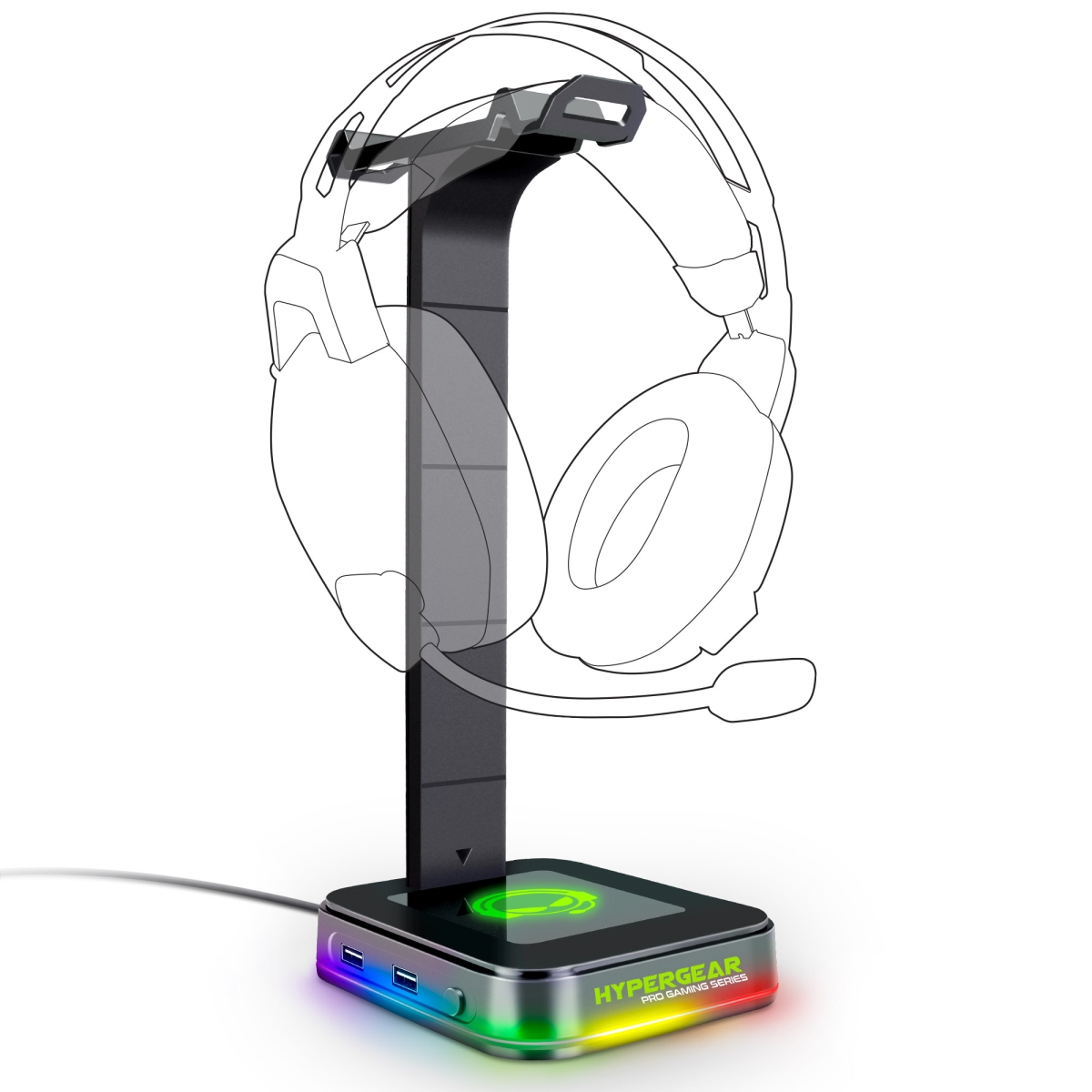 Picture of Hypercel 15624-HYP HyperGear RGB Command Station Headset Stand w/ 6 Color Light Effects (15624-HYP)