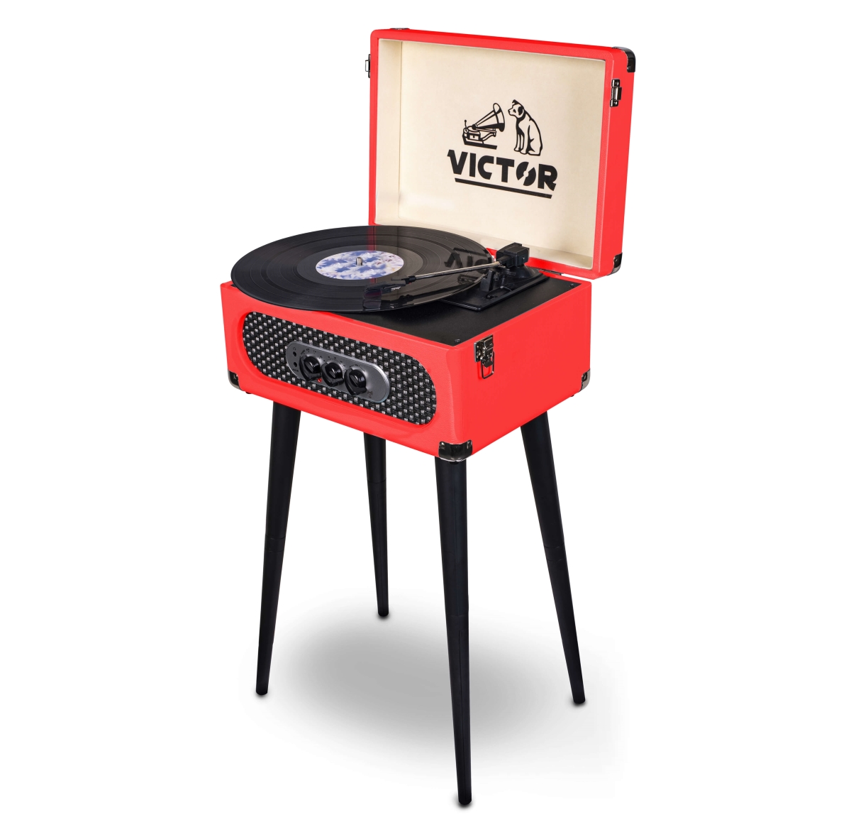 Picture of Victor Audio VWRP-3200-RD-VIC Victor Andover 5-in-1 Music Center with Chair-Height Legs and Bluetooth Function (Red)