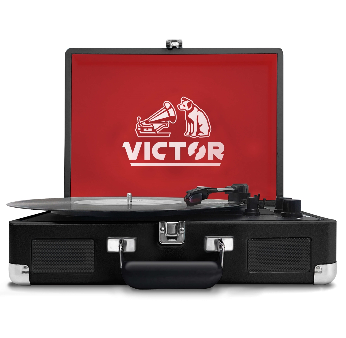 Picture of Victor Audio VSRP-800-BK-VIC Victor Metro Dual Bluetooth Suitcase 3-Speed Turntable (Black)