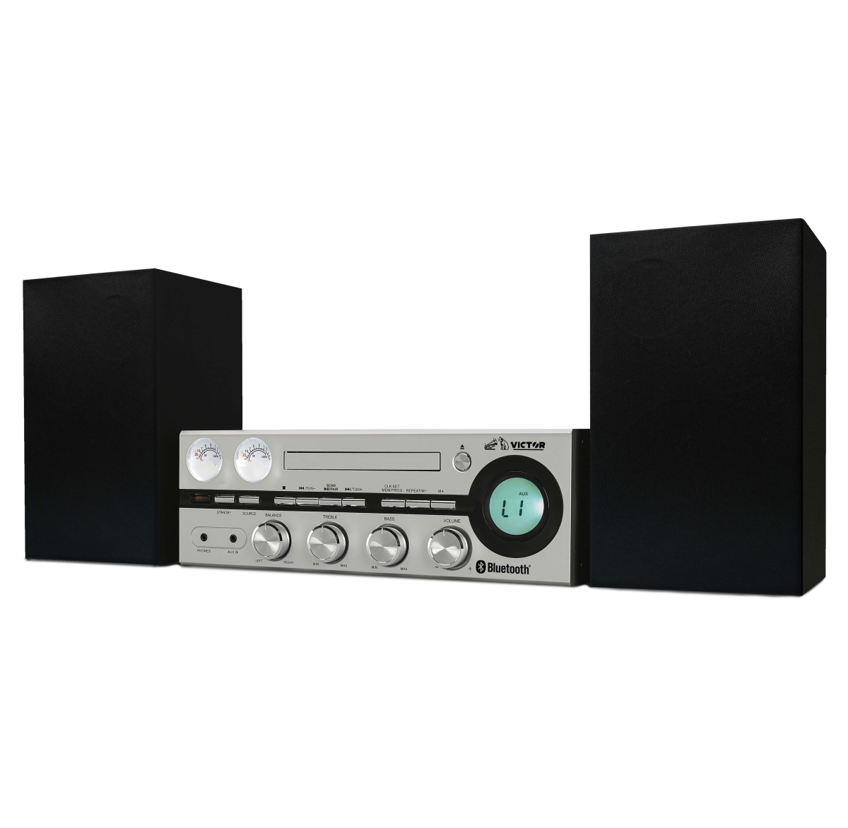 Picture of Victor Audio VDTS-4400-SL-VIC Victor Milwaukee 50W Desktop CD Stereo System w Bluetooth&#44; CD Player & FM Radio (Silver)