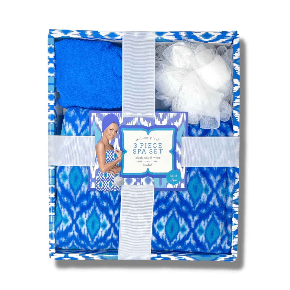 Picture of JupiterGear Home JG-SPASET1-BLU Deluxe Plush 3-Piece Bathroom Gift Box Spa Set (JG-SPASET1-BLU) Blue