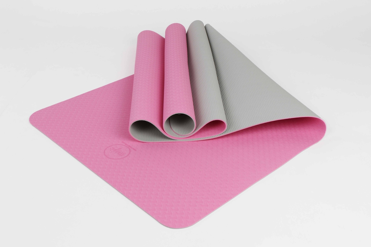 2 Tone TPE Premium Yoga Mat () Fabric Pink/Gray