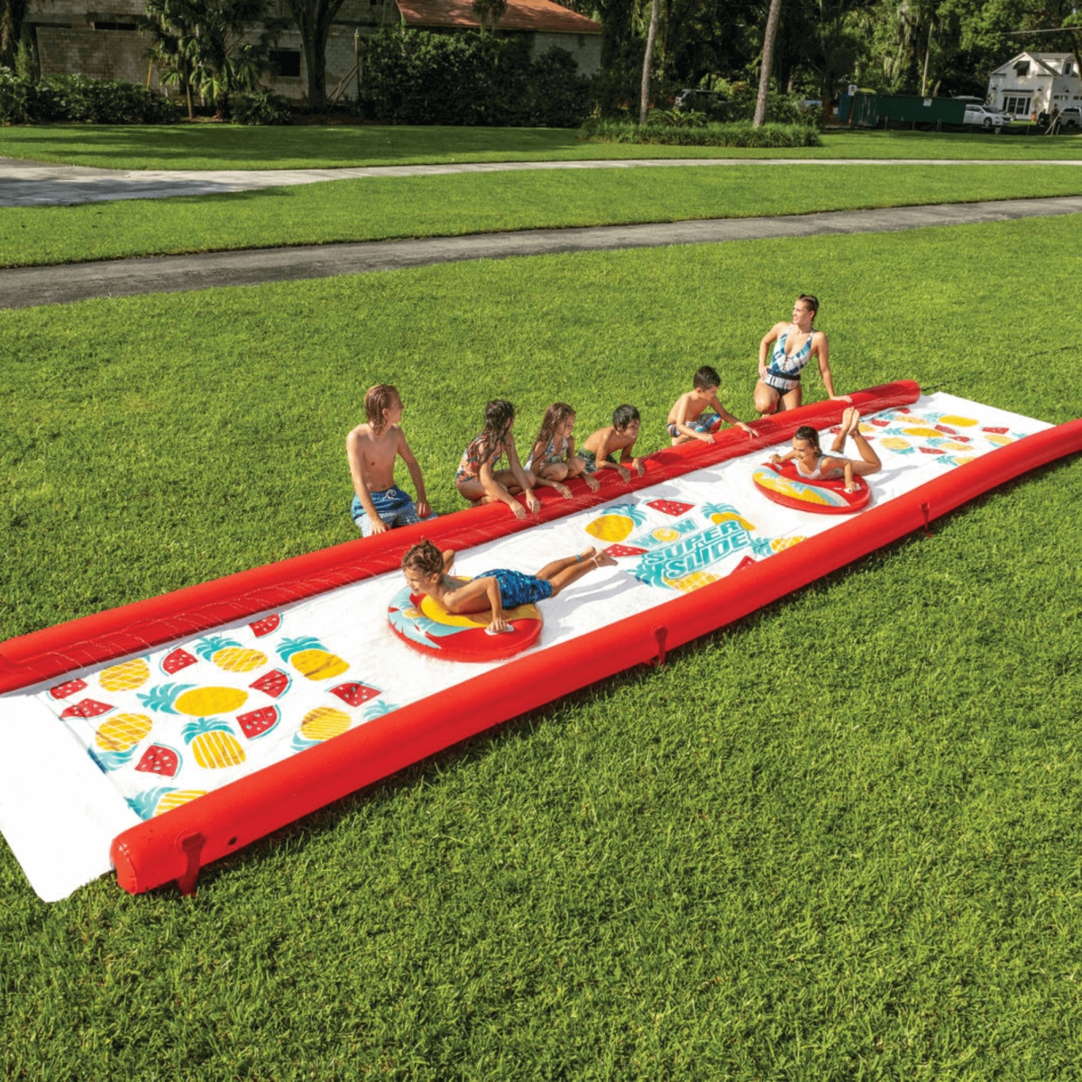 22-WSL-3897-WOW WOW Sports Pineapple Super Backyard Lawn Slide with Spray System