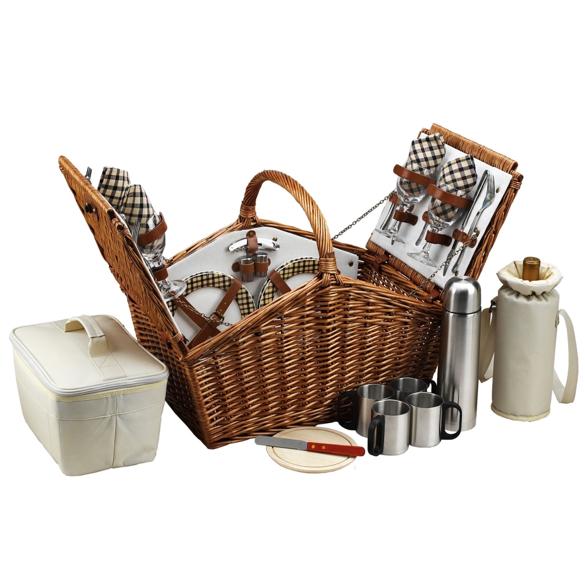 Picture of Picnic at Ascot 705C-L-PAA Picnic at Ascot Huntsman Basket with Service for 4 & Coffee Set (705C) - London