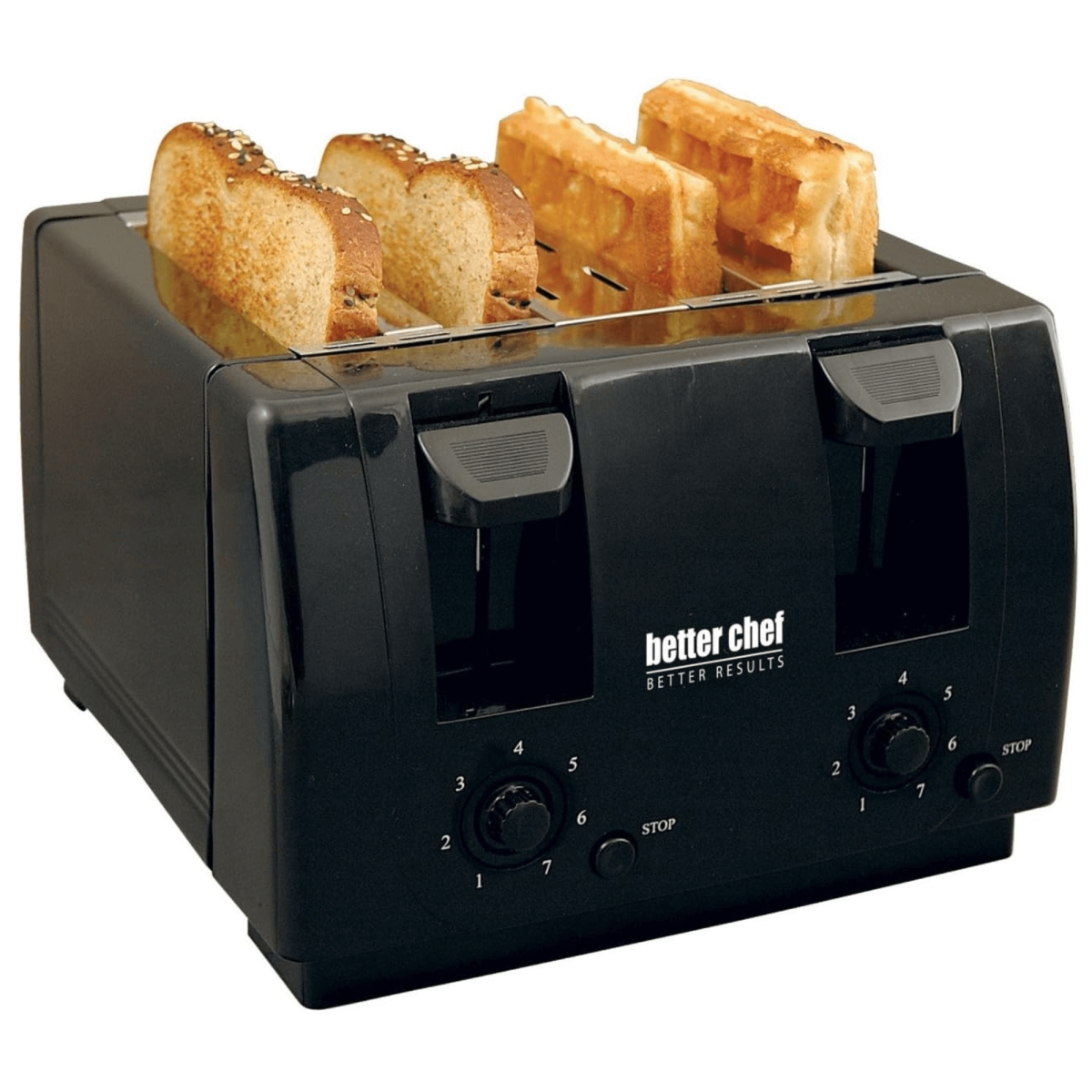 Picture of Better Chef IM-242B-4TOAST-CP Better Chef Wide Slot 4-Slice Dual Control Toaster - Black