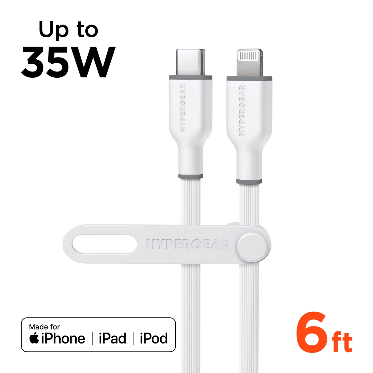 16004-HYP  Flexi PRO USB-C to Lightning Cable 6ft - White