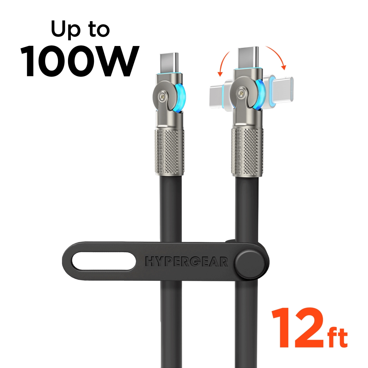 16225-HYP  Chunky180 100W USB-C to USB-C Rugged Fast Charge Cable 12ft - Black