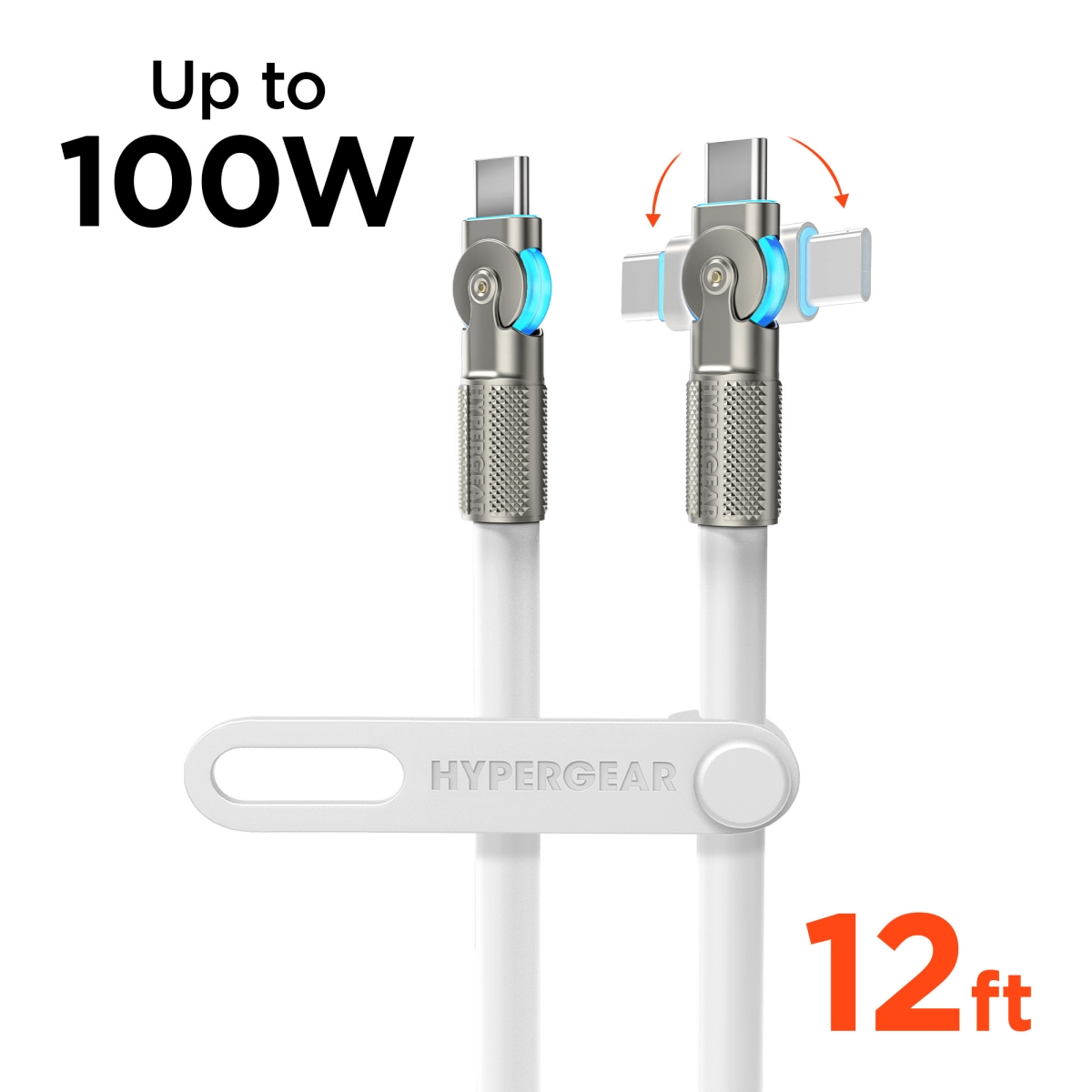 16226-HYP  Chunky180 100W USB-C to USB-C Rugged Fast Charge Cable 12ft - White