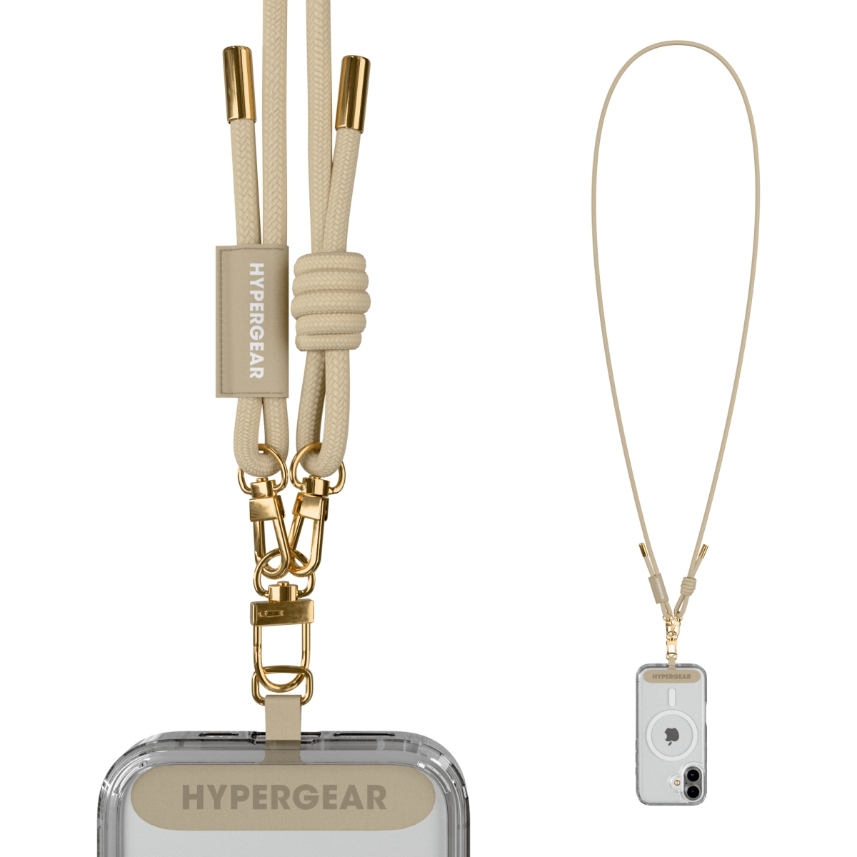 16281-HYP  TECHcessories Sand Braided Rope Universal Crossbody Phone Strap