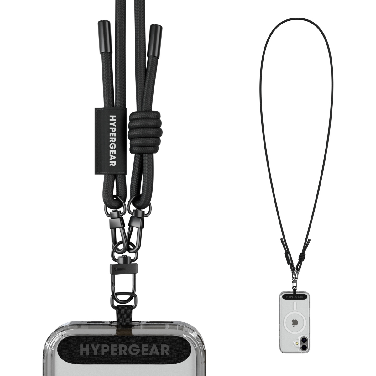 16282-HYP  TECHcessories Black Braided Rope Universal Crossbody Phone Strap