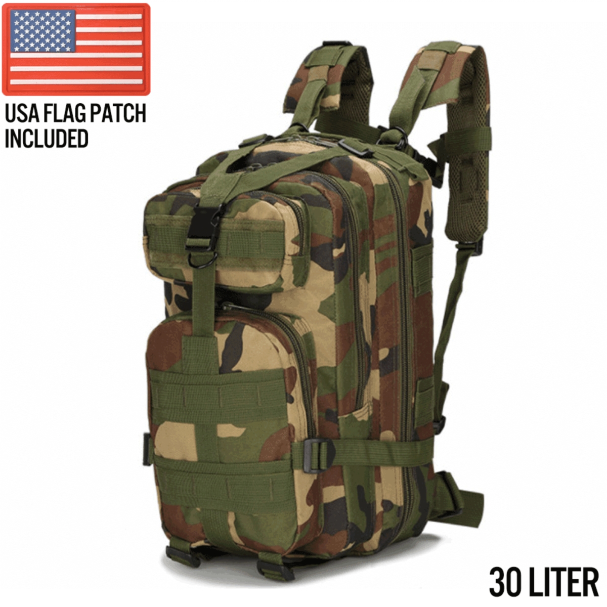 TAK-XG-MB30-JCO-ECO  Small 30L Tactical Backpack Survival Bag - Jungle Camo