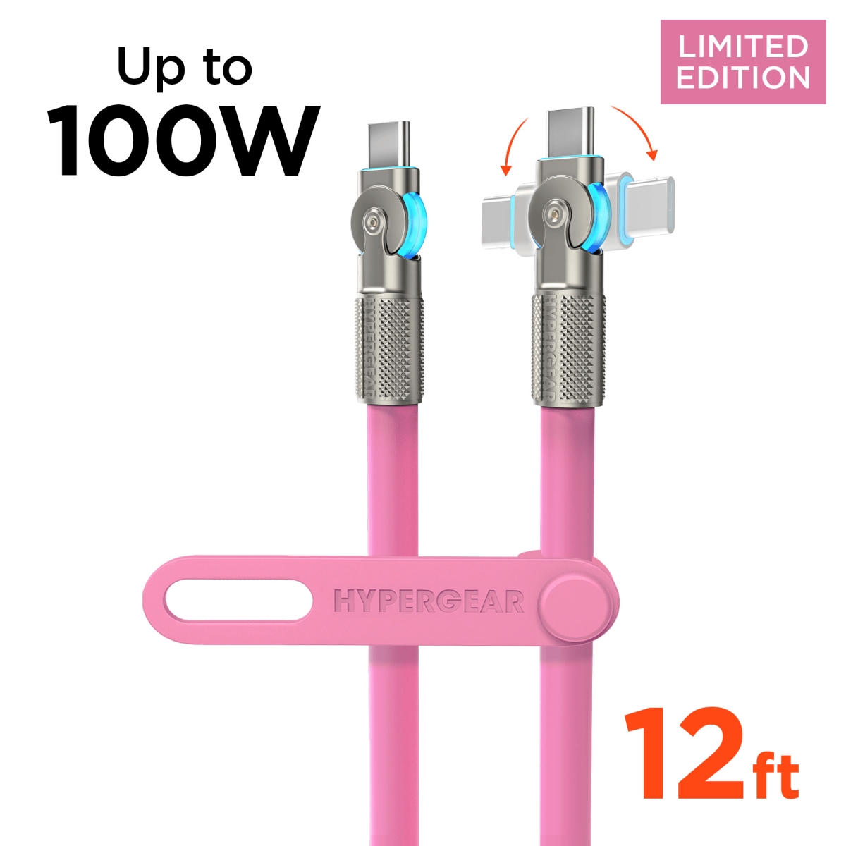 16343-HYP  Chunky180 100W USB-C to USB-C Rugged Fast Charge Cable 12ft - Pink