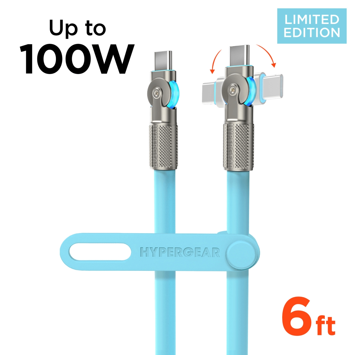 16344-HYP  Chunky180 100W USB-C to USB-C Rugged Fast Charge Cable 6ft - Blue