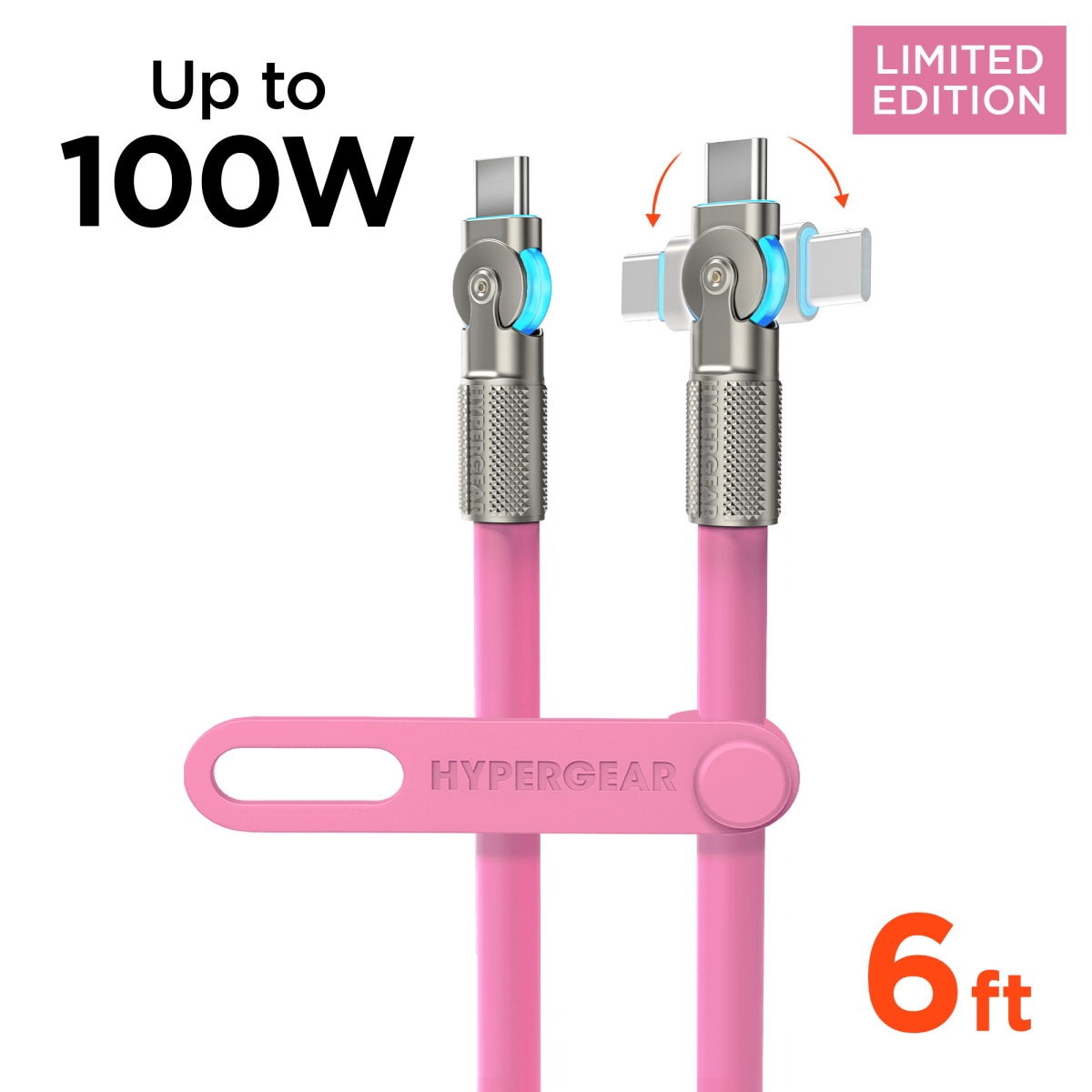 16342-HYP  Chunky180 100W USB-C to USB-C Rugged Fast Charge Cable 6ft - Pink