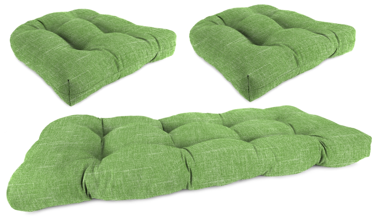 Jordan Manufacturing 9900PK1-3001D 1 Settee & 2 Seats Cushions Wicker Set, Green - 3 Piece