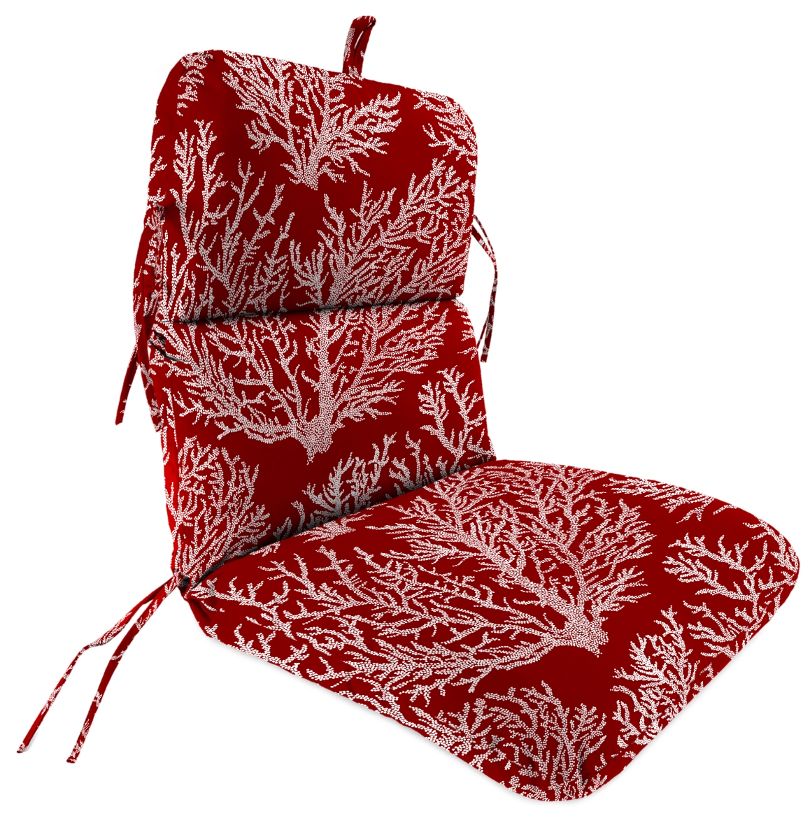 Picture of Jordan Manufacturing 851PK1-4424D 22 x 45 in. Seacoral Red Nautical Rectangular Knife Edge Outdoor Chair Cushion with Ties & Hanger Loop
