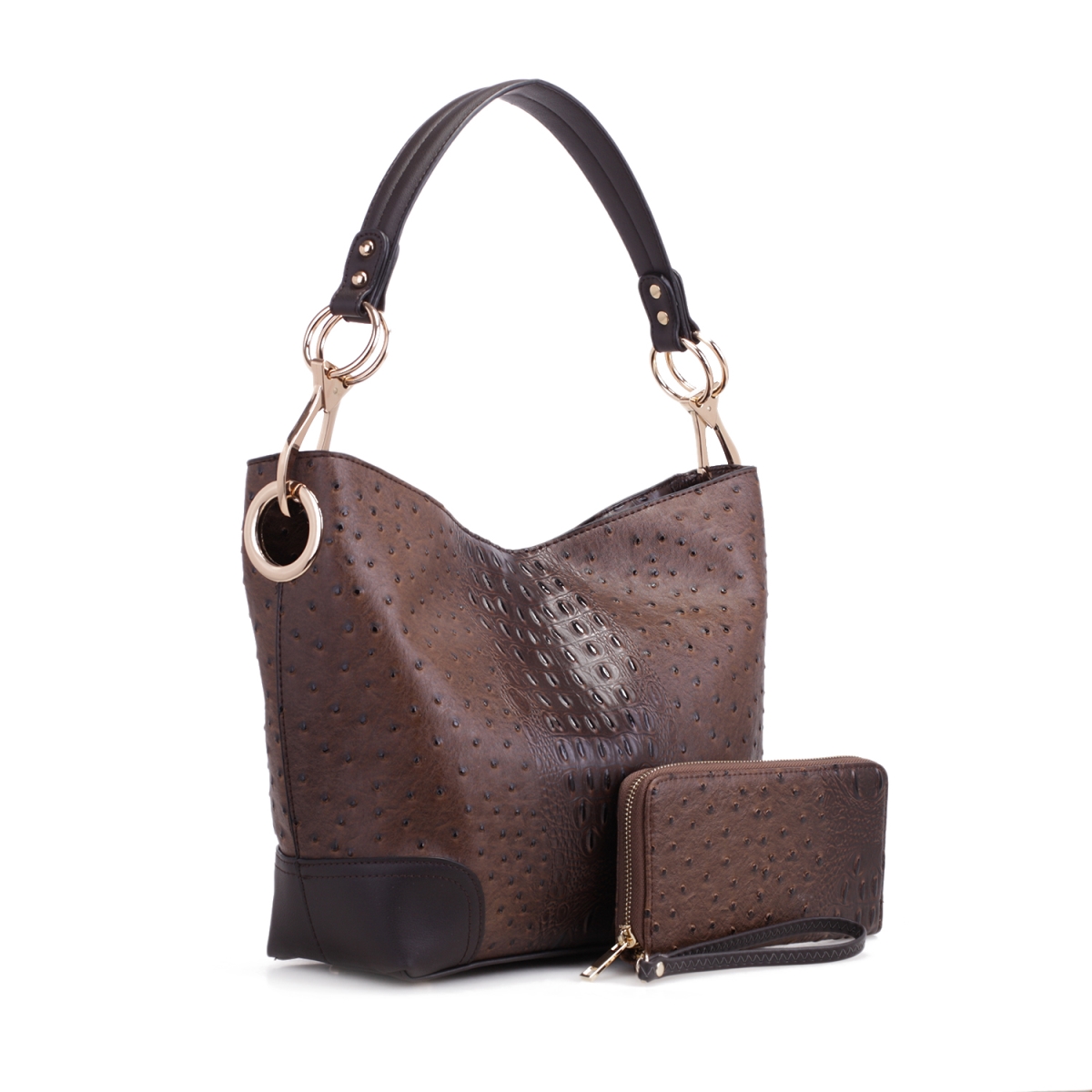 Picture of MKF Collection by Mia K. MKF-1470COF Wandy Soft Vegan Leather Hobo & Wallet Set