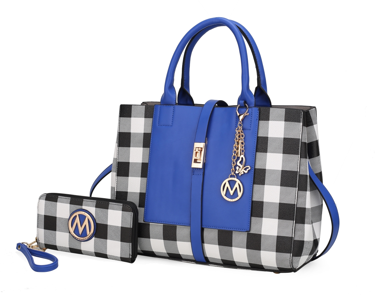 MKF-CKR-X405RYL Yuliana Checkered Satchel Bag with Wallet -  MKF Collection by Mia K.