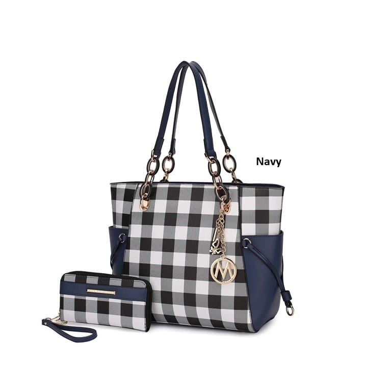 MKF Collection Yale Checkered Tote Bag with Wallet by Mia K